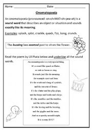 English Worksheet: Onomatopoeia