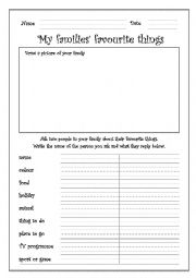 English Worksheet: My Families favourite things