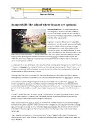 Exam: Comment Writing on Summerhill School