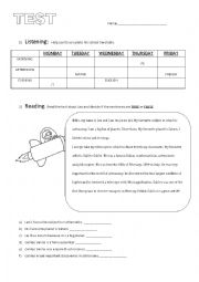 English Worksheet: test 5th grade
