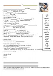 English Worksheet: Song Activity - JASON MRAZ - 93 million miles 