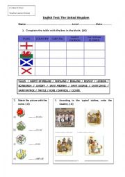 English Worksheet: The United Kingdom Test