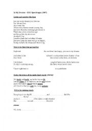 English Worksheet: In My Dreams -Song