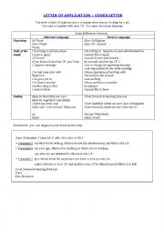 English Worksheet: Letter of application - Cover letter