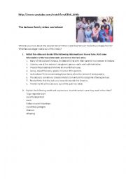 English Worksheet: worksheet for the youtube video one-day interview with the Jackson family