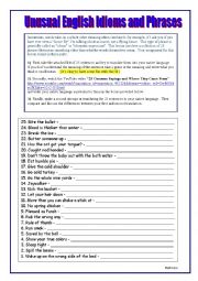 English Worksheet: 25 Common Sayings (idioms)