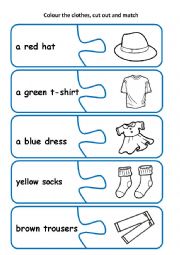 English Worksheet: clothes puzzle pieces 1
