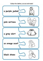 English Worksheet: clothes puzzle pieces 2