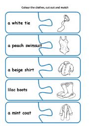 English Worksheet: clothes puzzle pieces 3