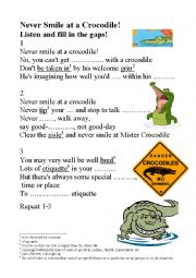English Worksheet: Never Smile at a Crocodile