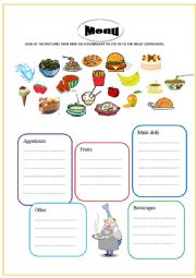 English Worksheet: Menu