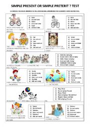 English Worksheet: Simple present or simple preterit ? TEST.