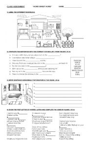 English Worksheet: HOME SWEET HOME (rooms and furniture in a house)