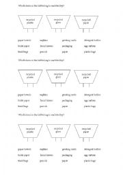 English Worksheet: recycle bins