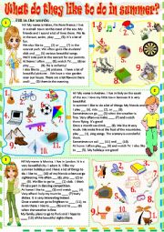 English Worksheet: What Do They Like To Do In Summer?