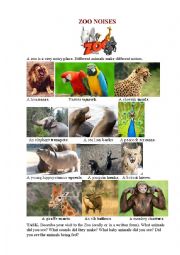 English Worksheet: ZOO NOISES Pictionary