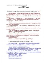 English Worksheet: Grammar Test (Past Simple and articles) + Key