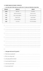 English Worksheet: Present simple and present continuous