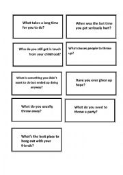 English Worksheet: Questions Cards