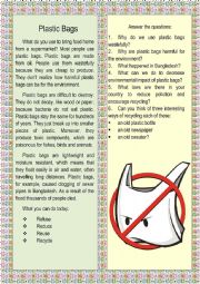 English Worksheet: plastic bags