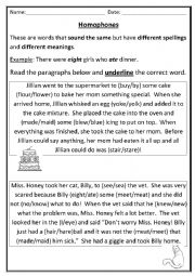 English Worksheet: Homophones