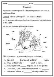 English Worksheet: Pronouns