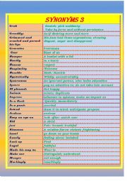 English Worksheet: SYNONYMS LIST ( 3 /   5 )