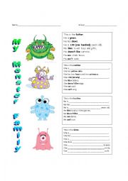 English Worksheet: Create your Monster Family