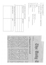 English Worksheet: A Suspect Arrested