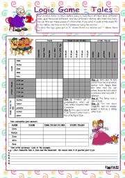 English Worksheet: Logic game (56th) - Tales *** with key *** fully editable *** BW