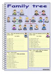 English Worksheet: Family tree * for elementary ss * with key