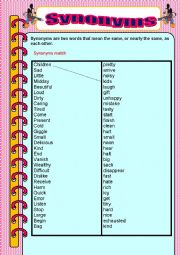 English Worksheet: Synonym match