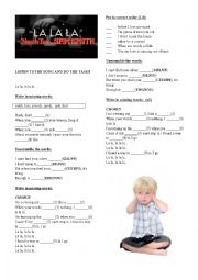 English Worksheet: SONG  Naughty Boy - La La La feat. Sam Smith