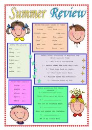 English Worksheet: SUMMER REVIEW