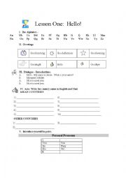 English Worksheet: Lesson 1 Hello 