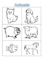 English Worksheet: Animal Say Color Cut Read Flashcards