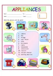 English Worksheet: Appliance