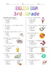 English Worksheet: 3rd Grade Final Exam