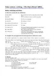 English Worksheet: FOOD COOKING VIDEO SHEET