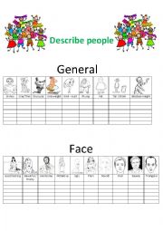 English Worksheet: describe people part 1