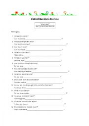 English Worksheet: Indirect Question Exercise