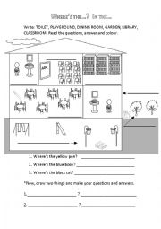 English Worksheet: school places