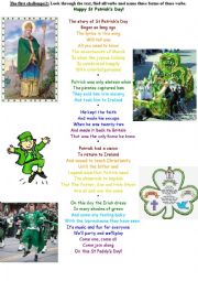 English Worksheet: St.Patricks Day. The second part in addition to St. Patricks lesson plan.