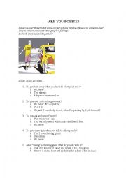 English Worksheet: Quizz: Are you polite?