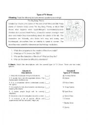 English Worksheet: Types of TV Shows