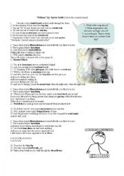 English Worksheet: Fifteen Taylor Swift