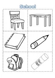 English Worksheet: School Say Color Cut Read Cards
