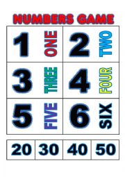 Numbers game flashcards