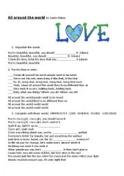 English Worksheet: Song: All around the world