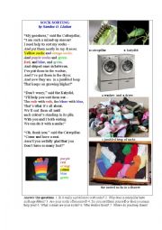 English Worksheet: Socks Sorting (a poem)